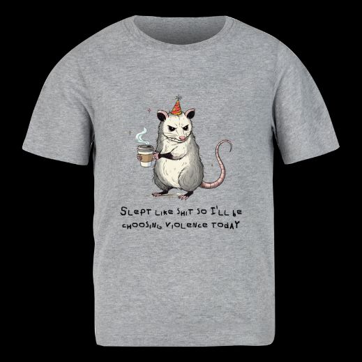 grey t-shirt opossum slept like shit